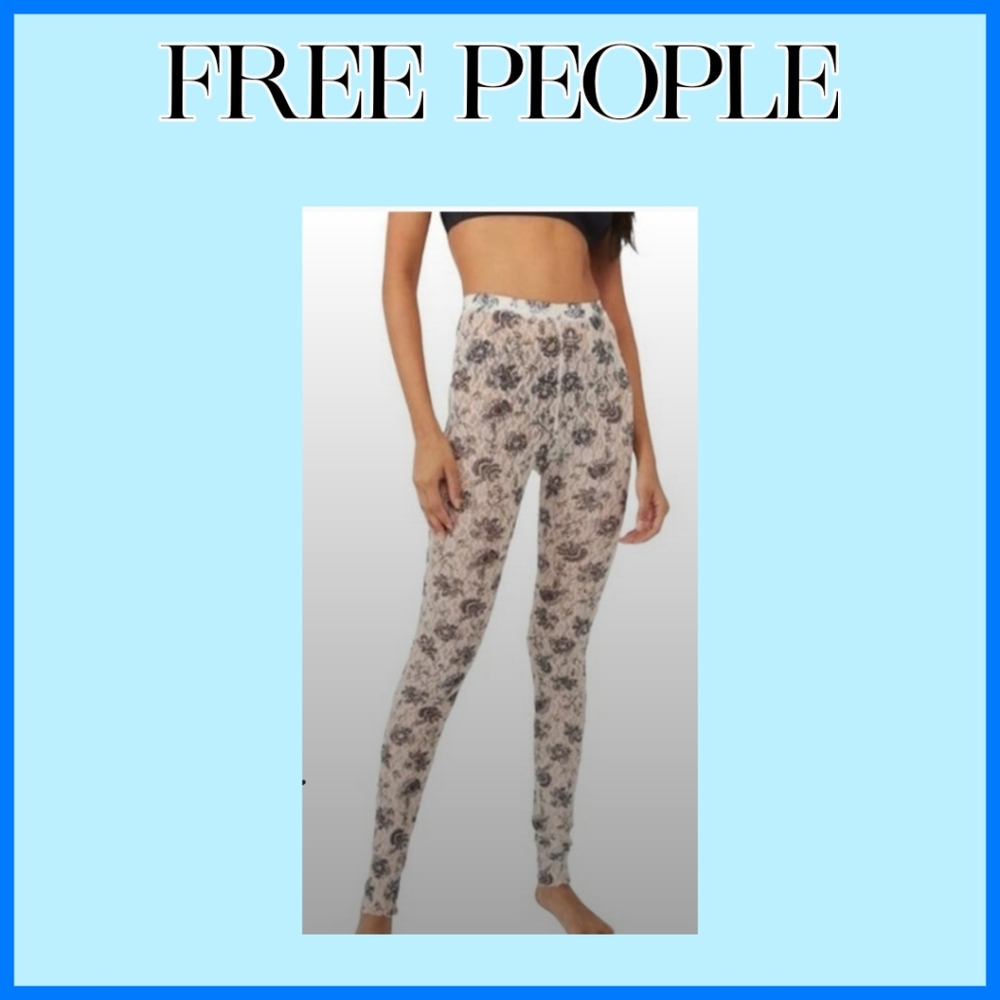 New Free People Layered In Lace Leggings, Size X-Small, Blue on White